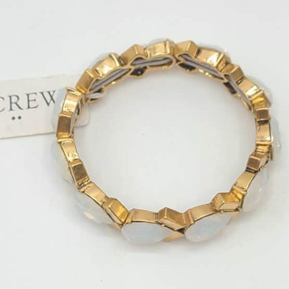 J Crew Factory Opal Like Gold Tone Stretchy Bracelet NWT!  NEW!
